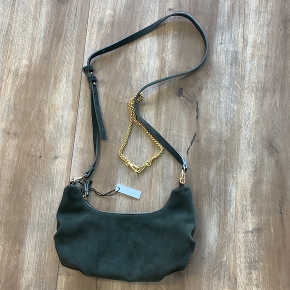 New Evie Crescent Crossbody Suede Olive Bag By Free People!